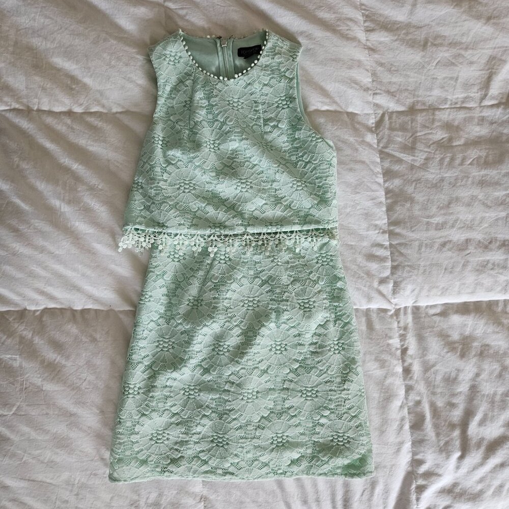 Light mint laced short dress - Picture 4 of 4